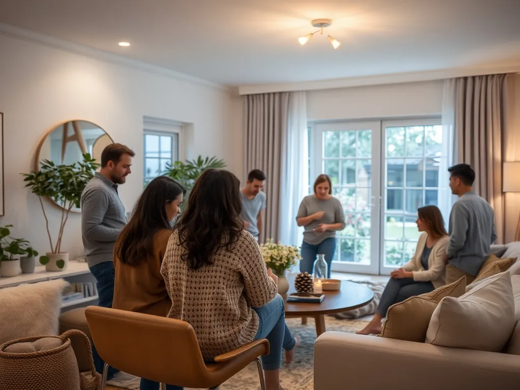 Cozy corner with plants and textiles