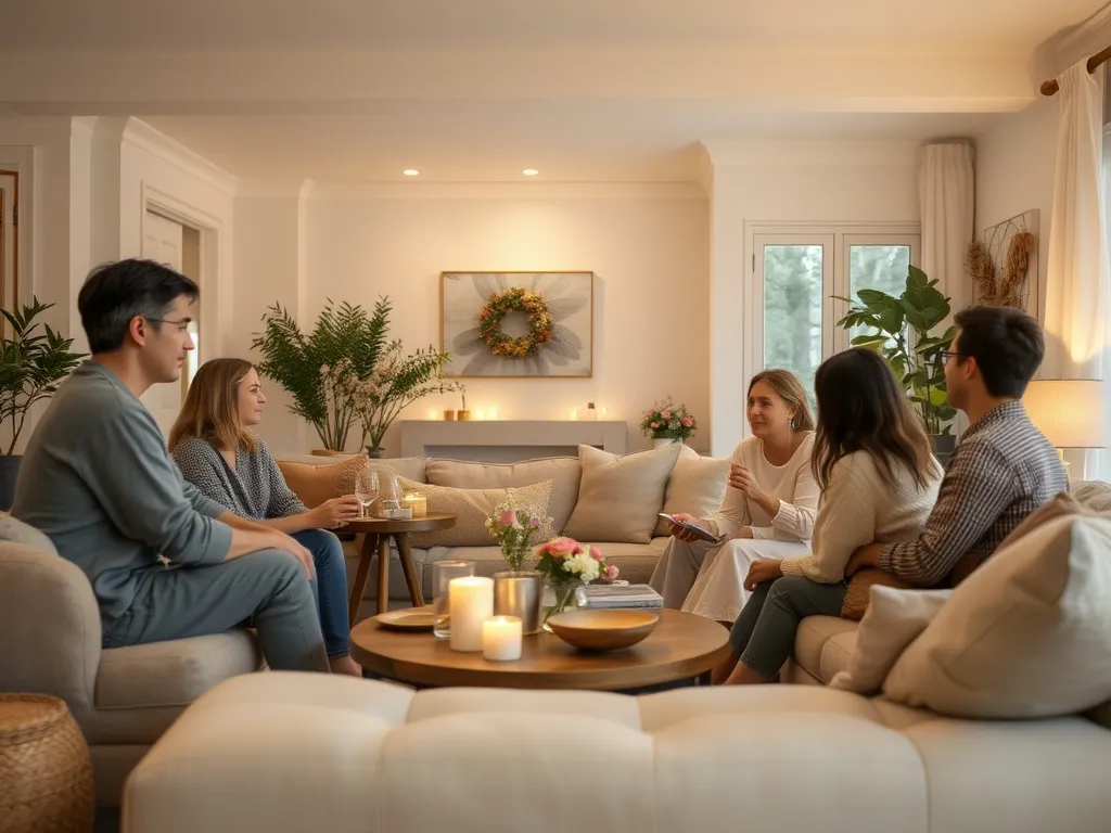 Outdoor gathering with soft lighting