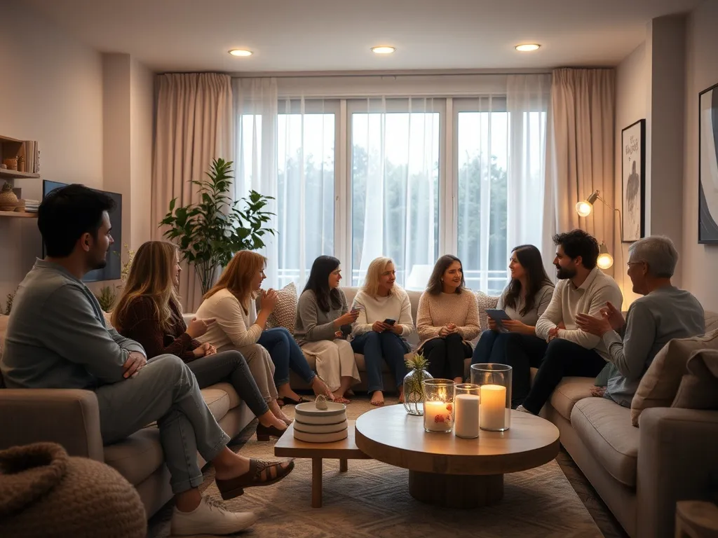 Gathering space with warm tones